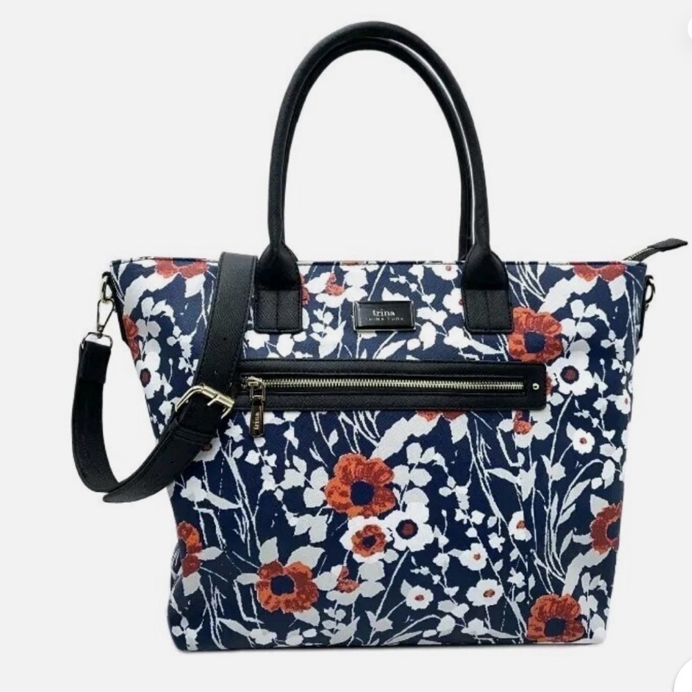 Trina Turk Red and Blue Floral Tote